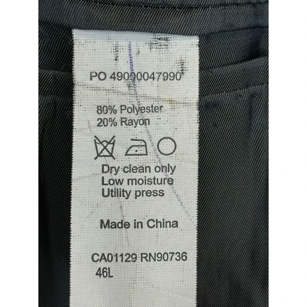 Calvin Klein Men's 46L Sport Coat Blazer Two Button Grey Herringbone Poly Blend‎
